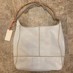 Ramy brook camile hobo bag off white snake leather
